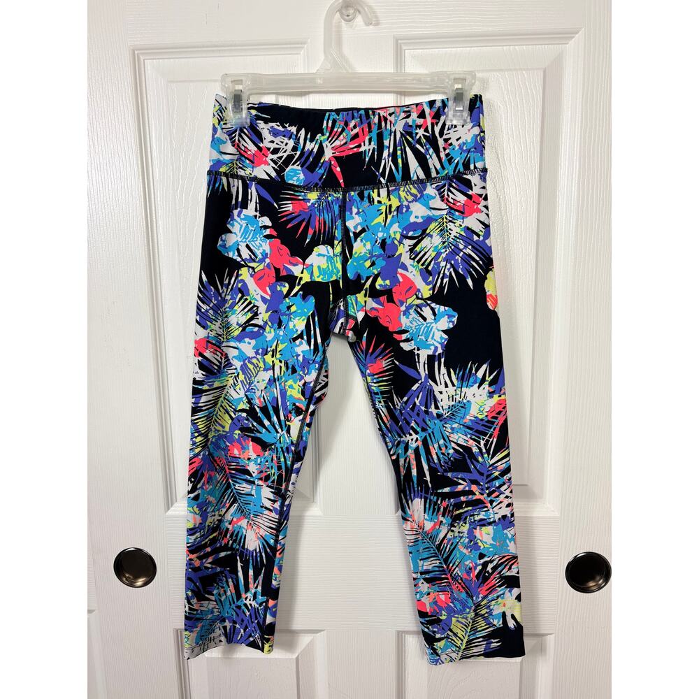 Calvin KLein Performance Wick Capri Leggings Tropical Palm Multicolor Size S
